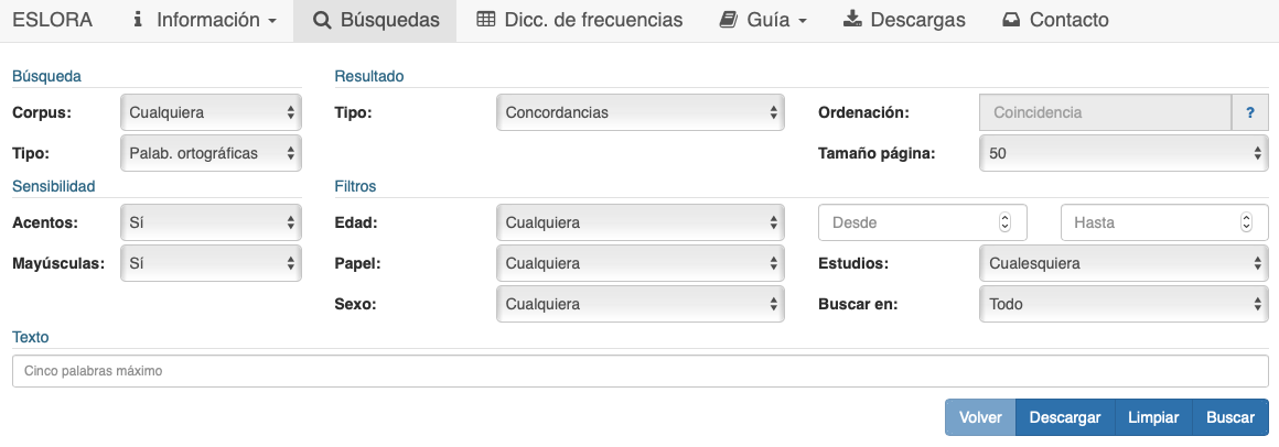 Fig. 1. Pantalla inicial de captación de datos.